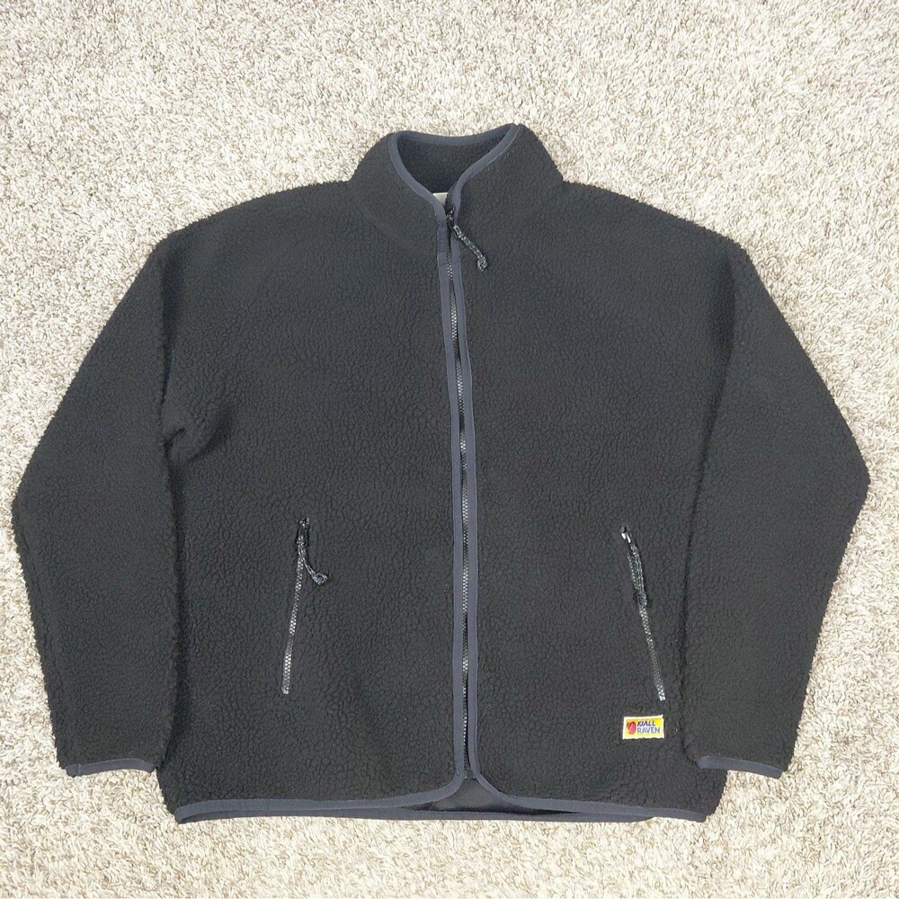 Fjallraven Vardag Pile Fleece Jacket Womens XL Black Full Zip Sherpa Ourdoor